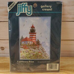 Sunset Jiffy Gallery Crewel Kit Lighthouse Point 5"x7" Embroidery Craft 16044